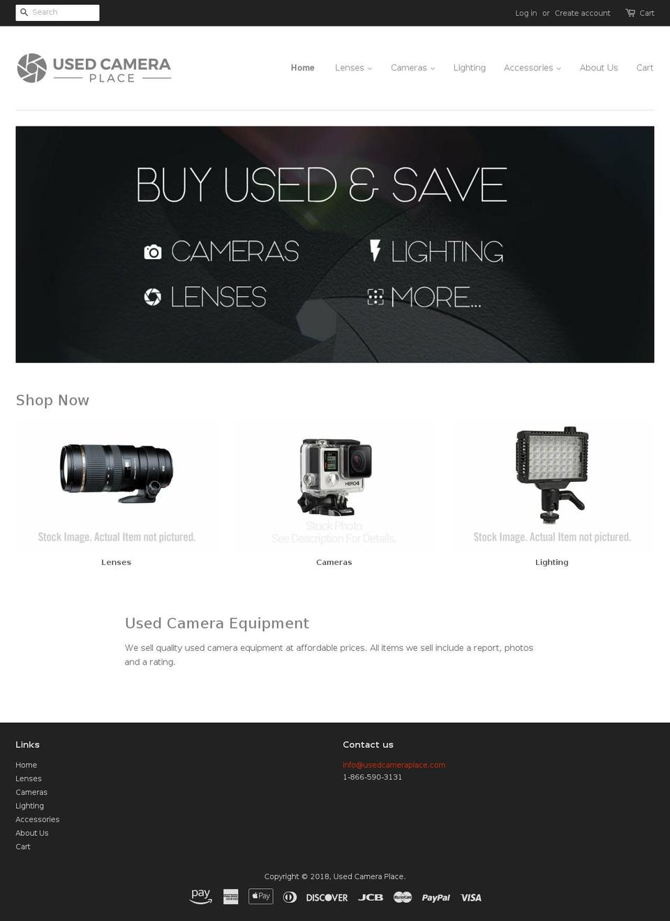 usedcameraplace.net shopify website screenshot