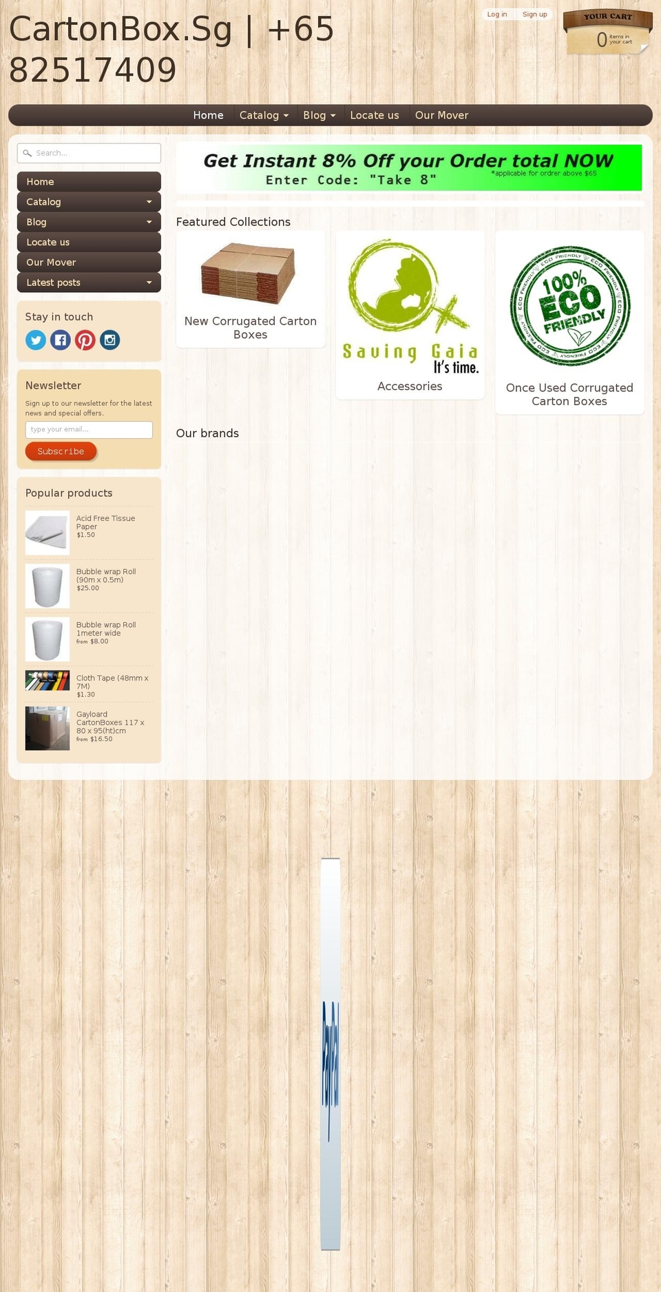 usedcartonbox.sg shopify website screenshot