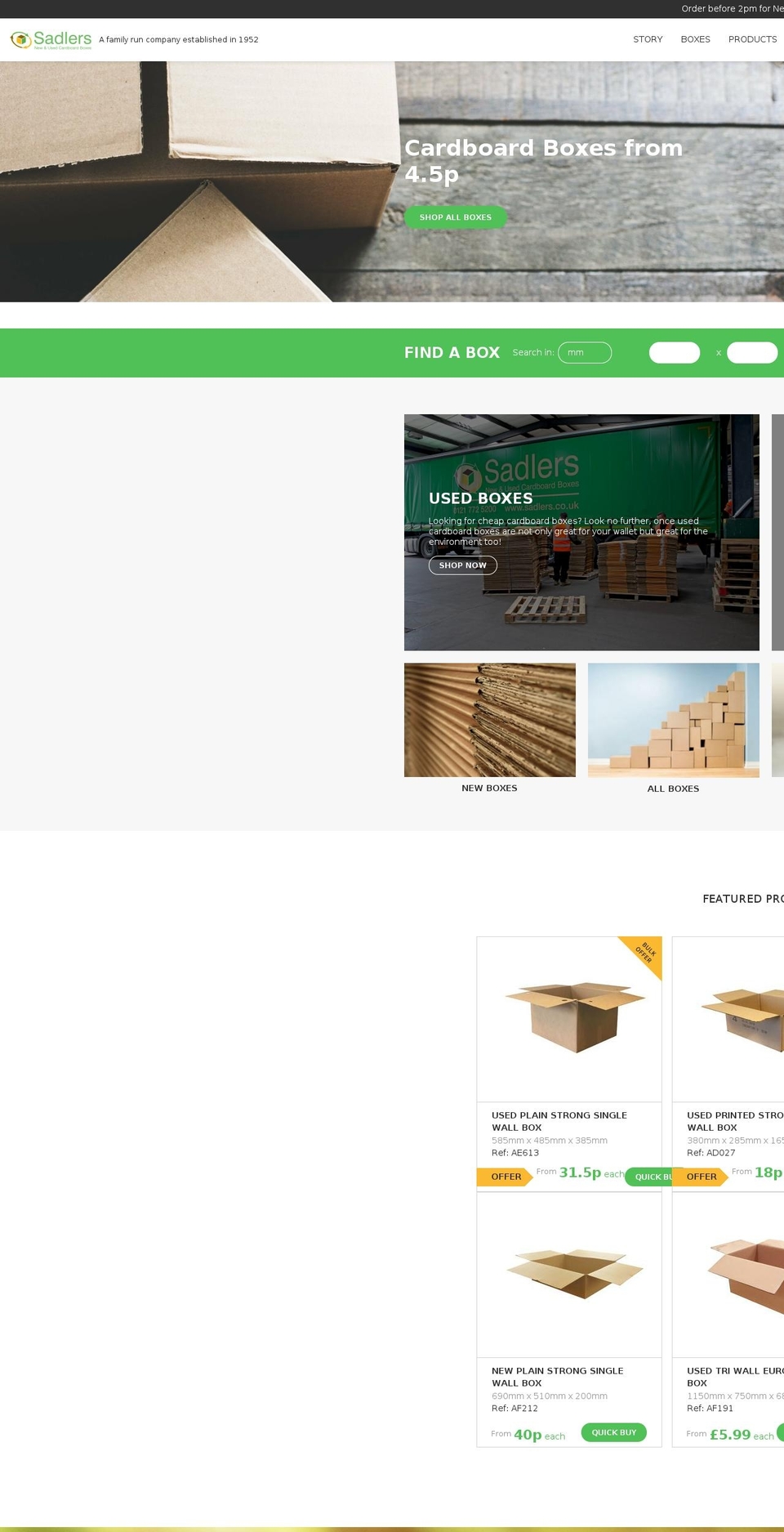 usedcartons.com — Shopify storefront screenshot