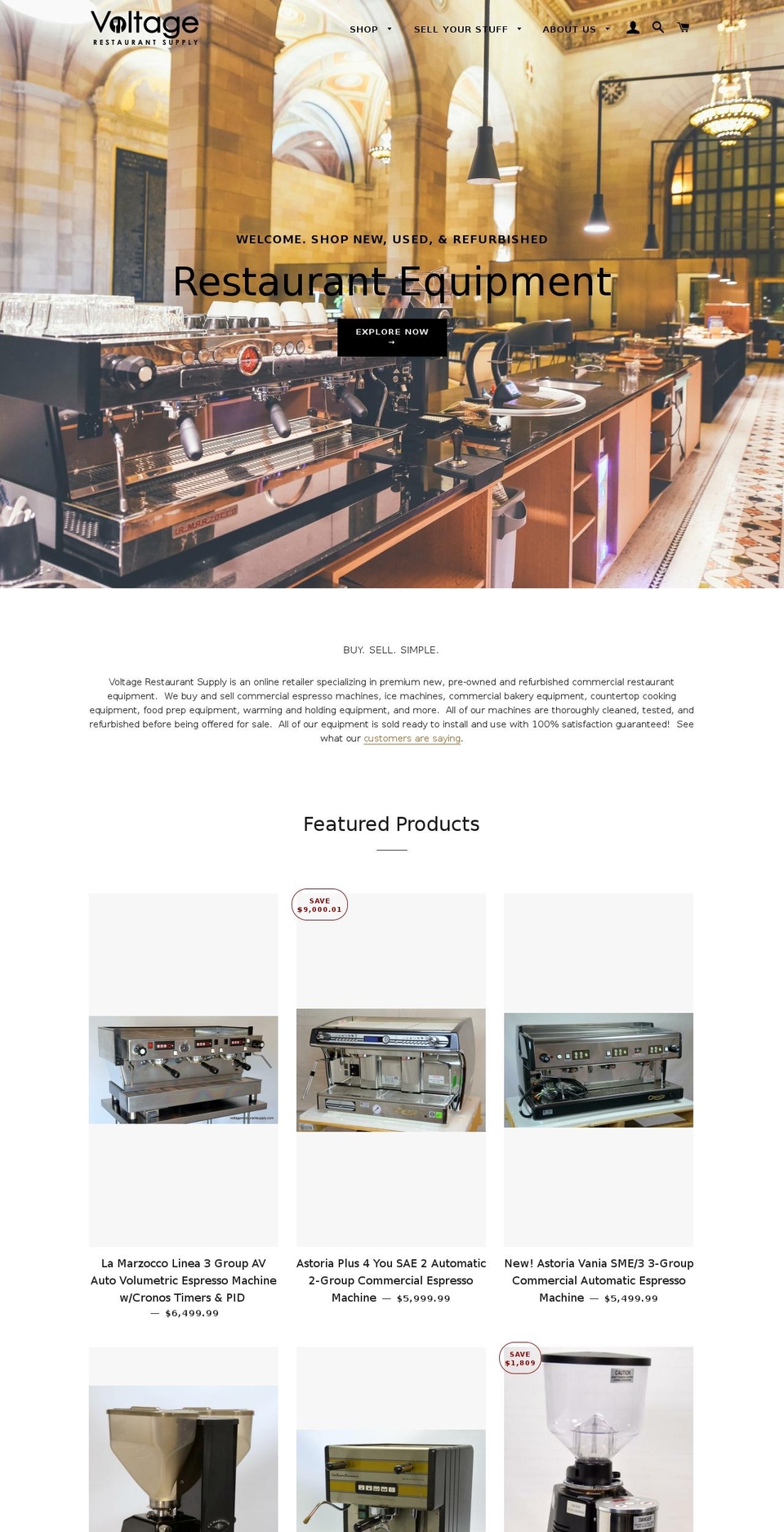 usedespressomachine.com shopify website screenshot