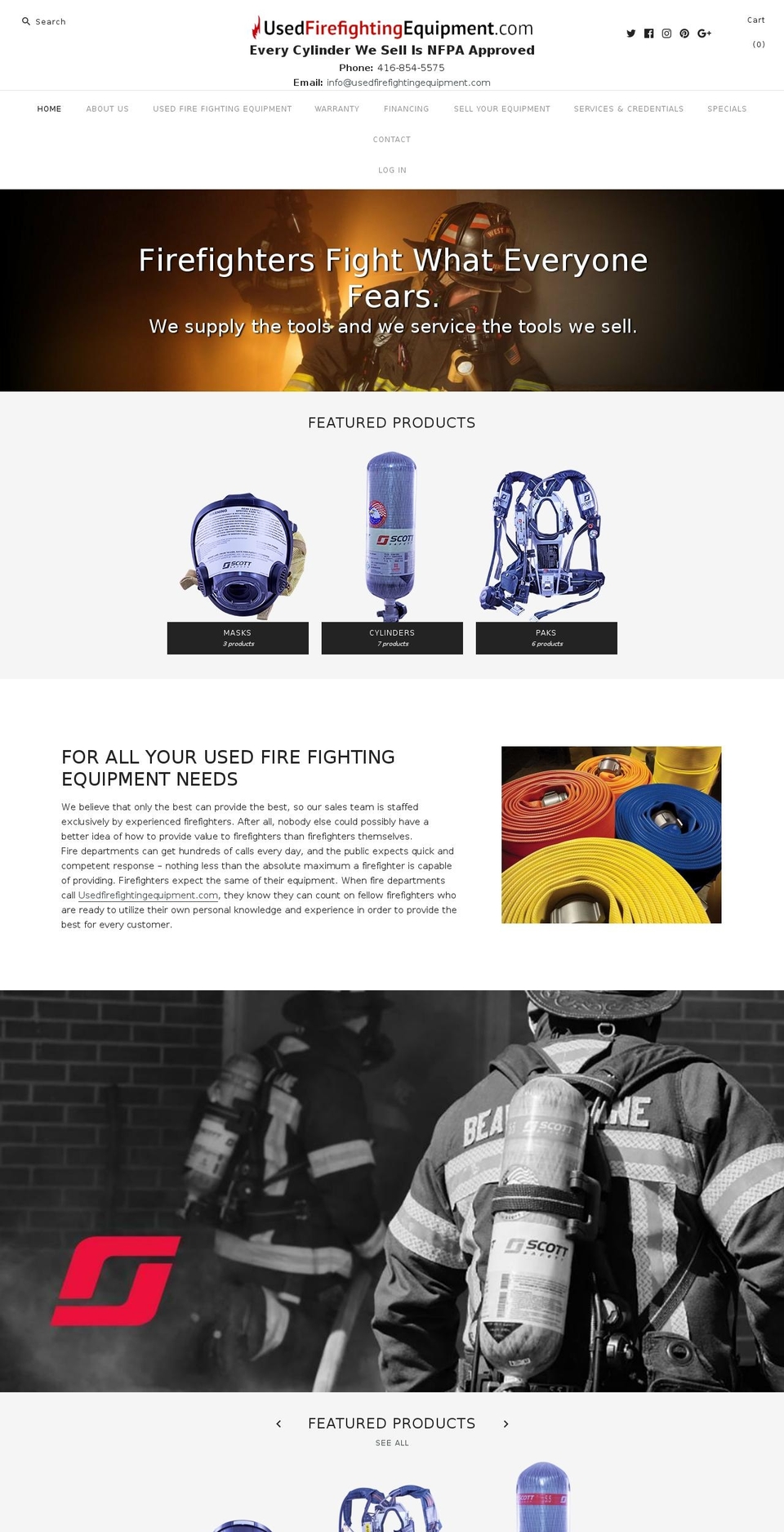 usedfirefightingequipment.com shopify website screenshot