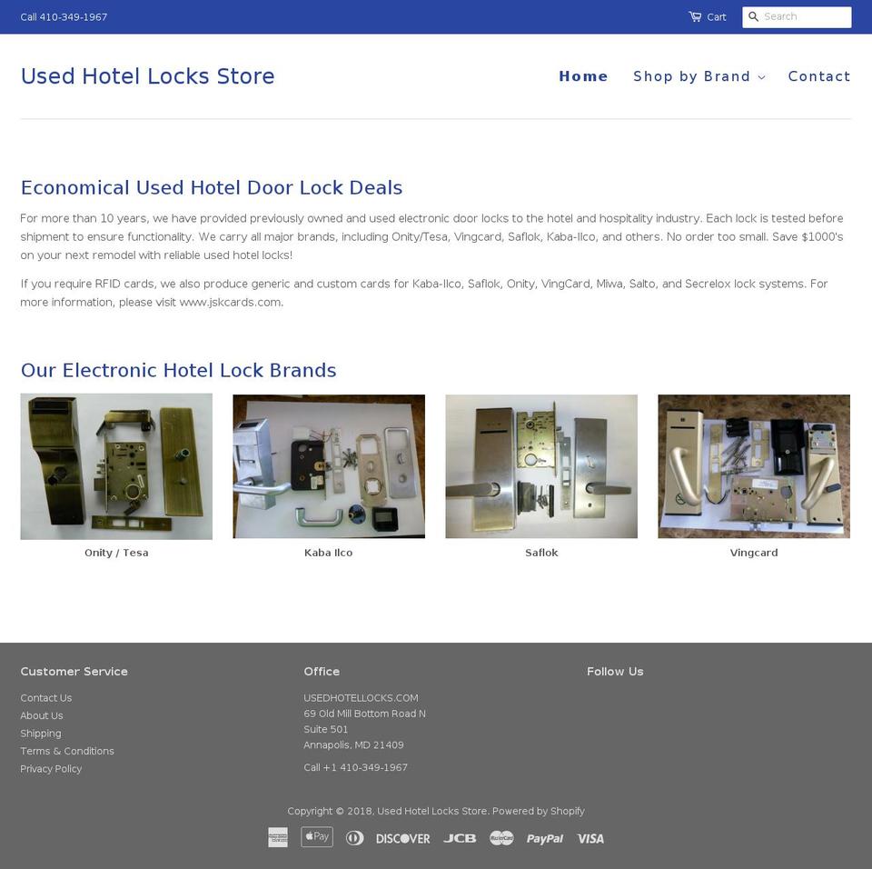 usedhotellocks.com shopify website screenshot