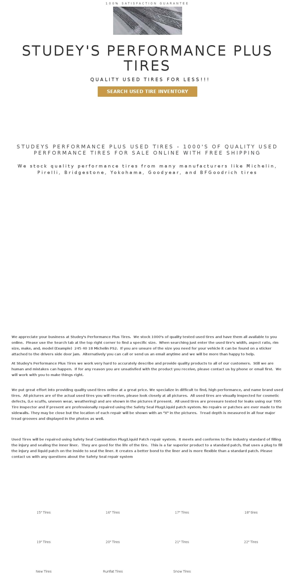 usedperformancetires.com shopify website screenshot