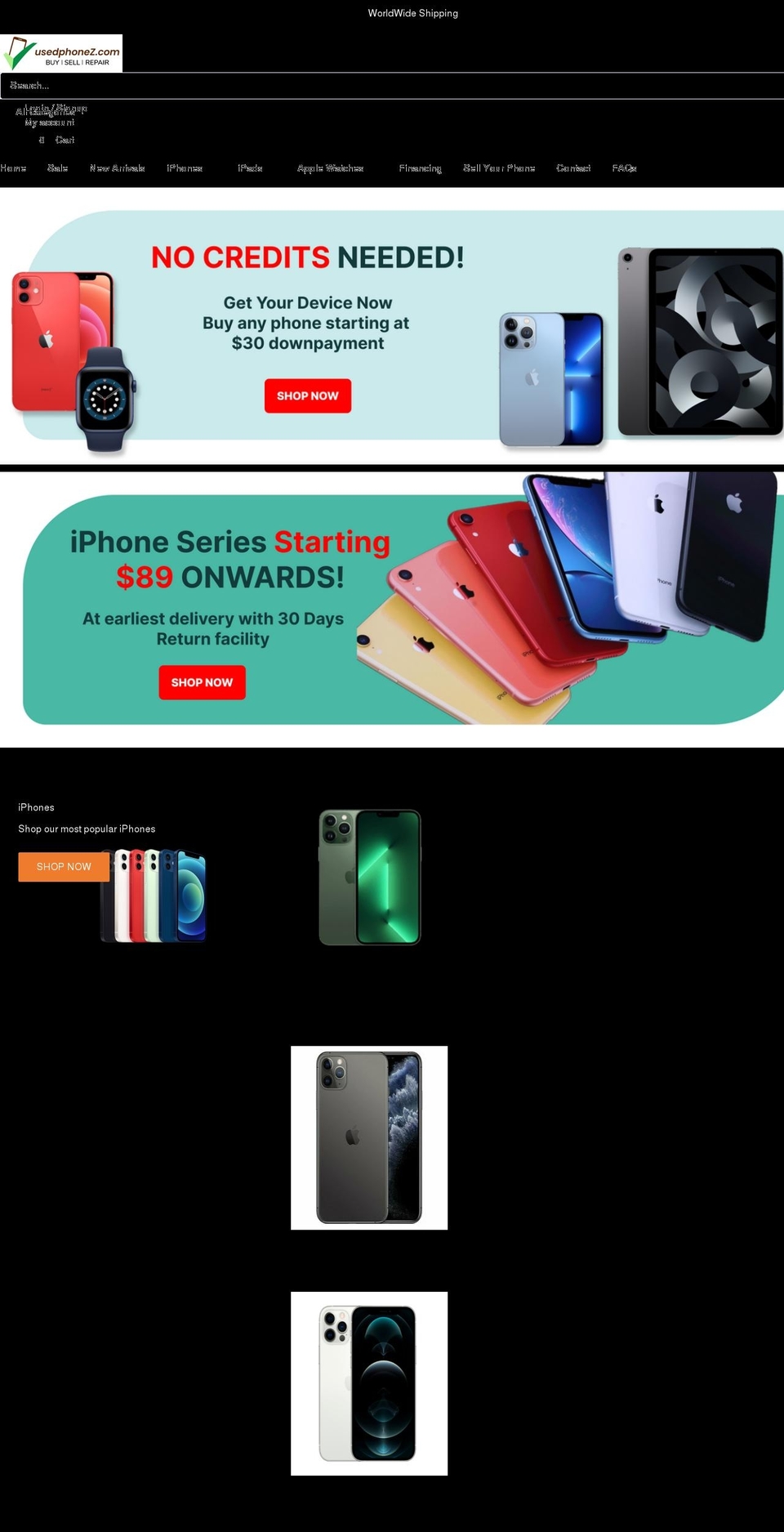 Dev-Wk Shopify theme site example usedphonez.com