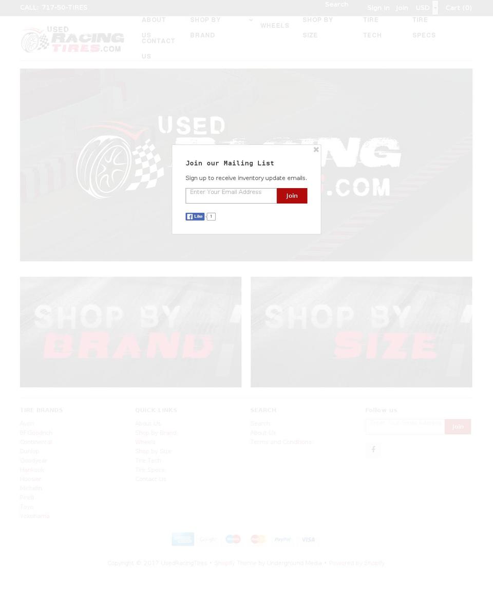 usedracingwheels.com shopify website screenshot