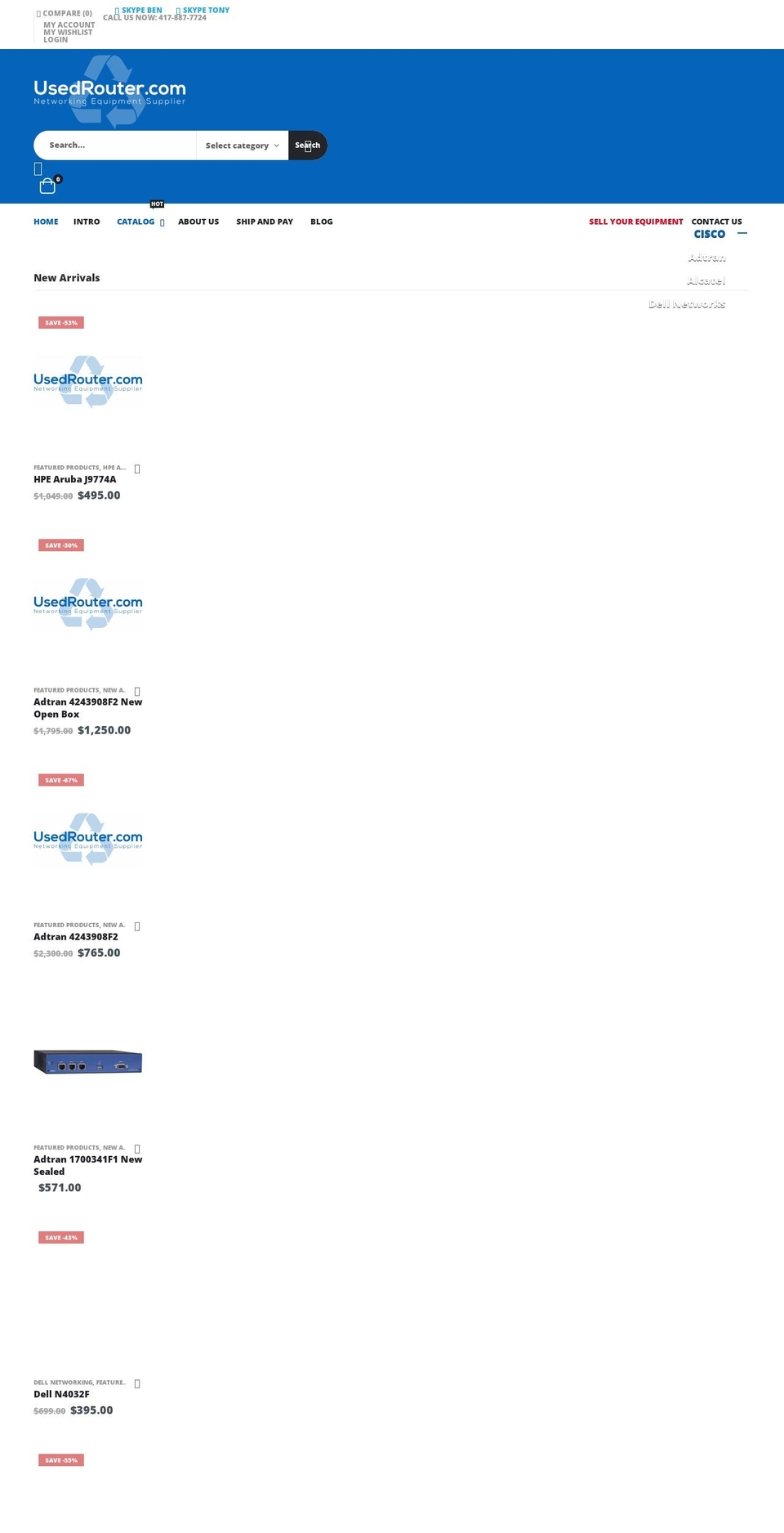 usedrouter.com shopify website screenshot