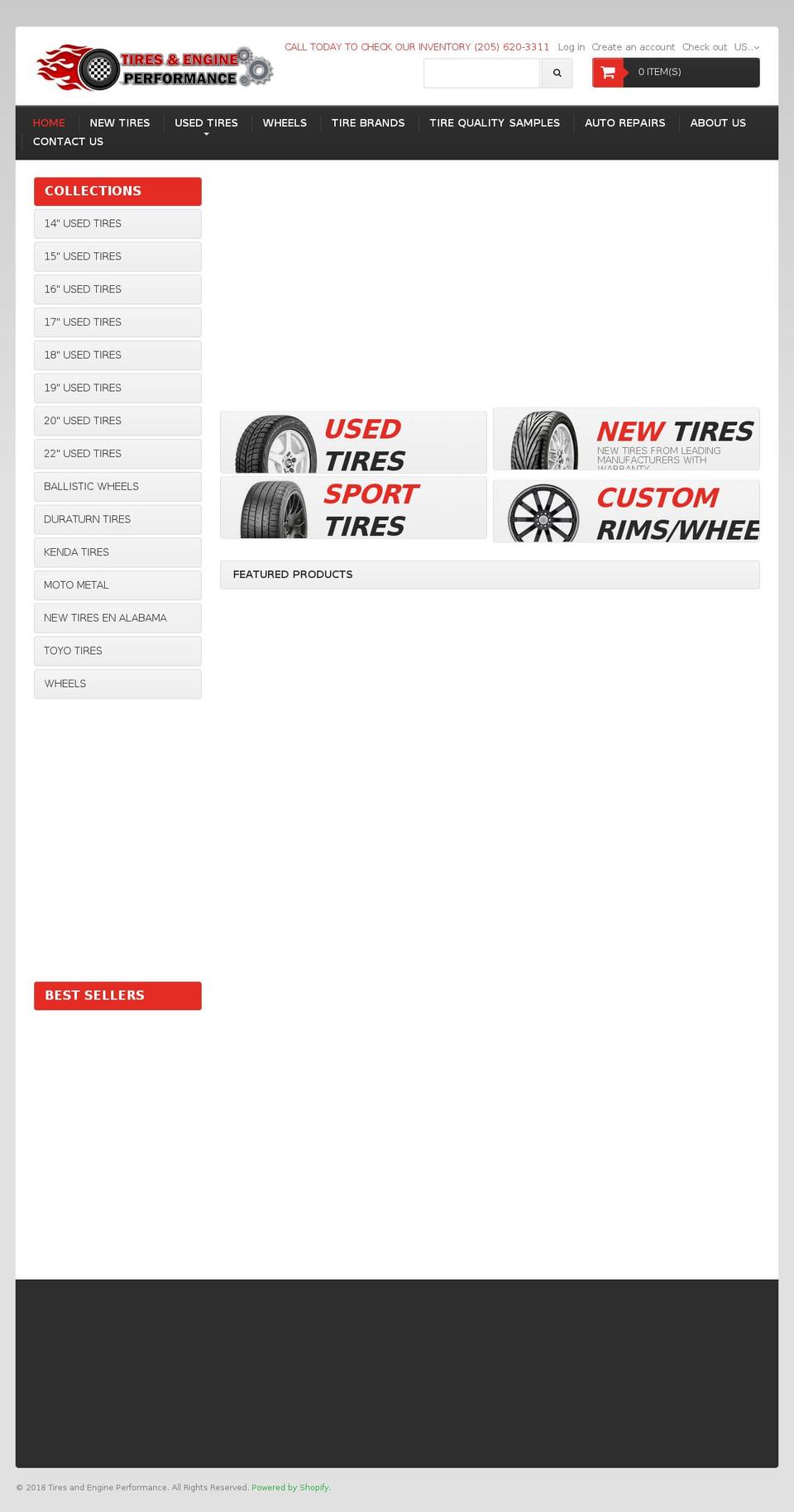 usedtiresbessemer.com shopify website screenshot