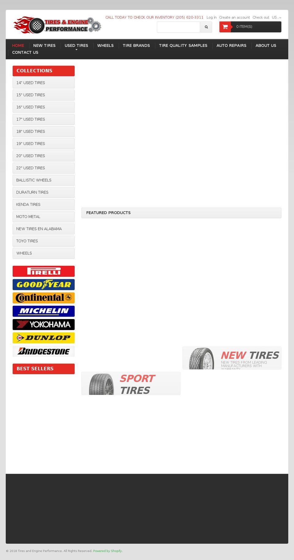 usedtiresbirmingham.com shopify website screenshot