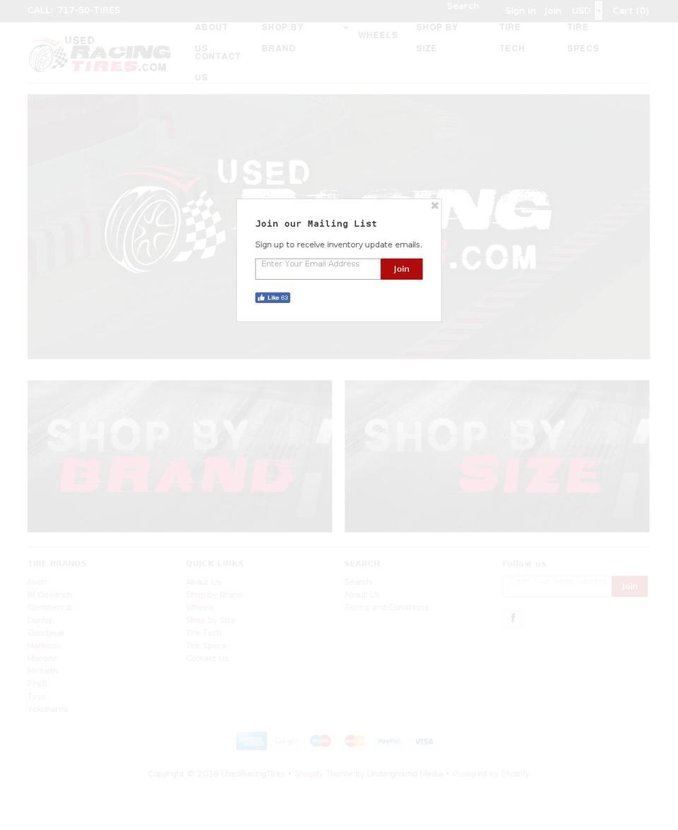 usedtracktires.com shopify website screenshot