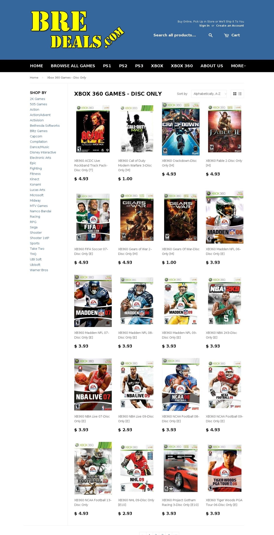 usedxbox360games.com shopify website screenshot