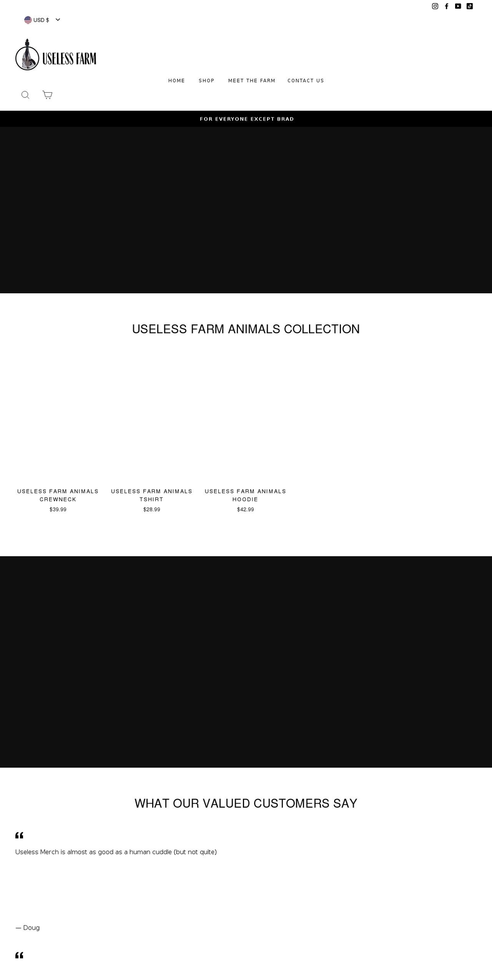 uselessfarm.com shopify website screenshot