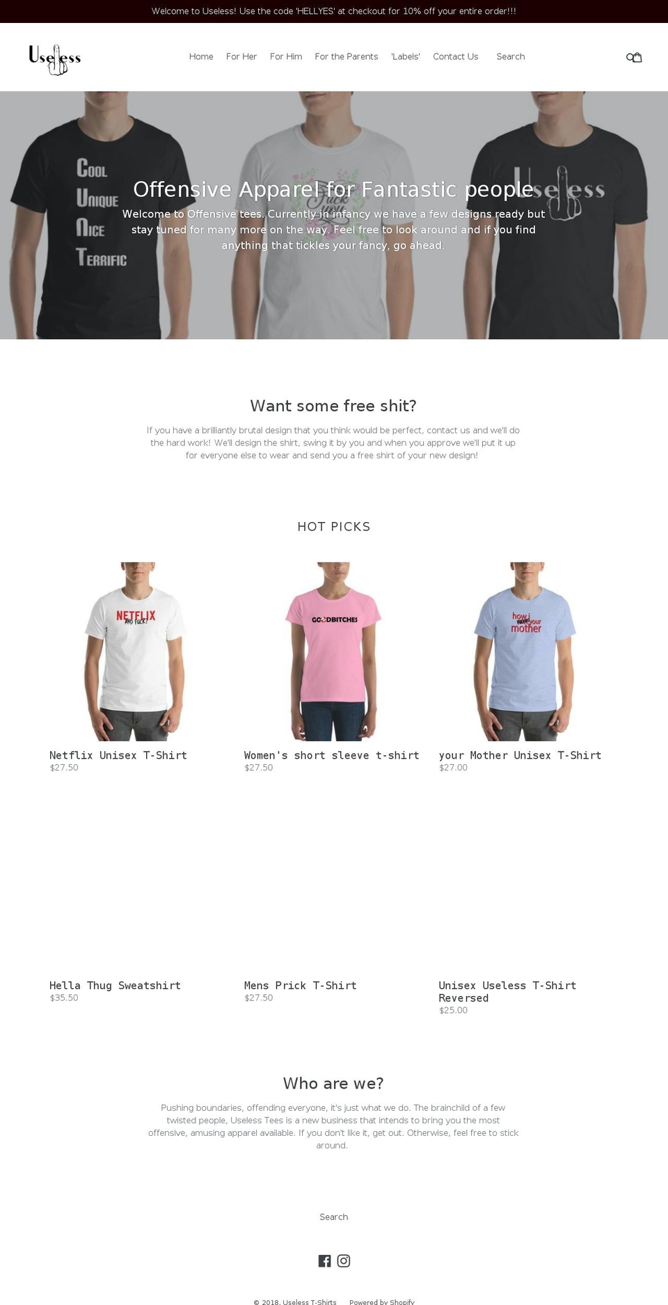uselesstshirt.com — Shopify storefront screenshot