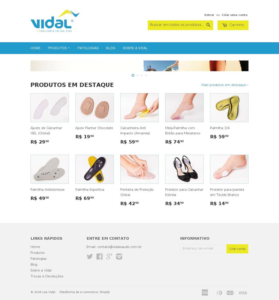 usevidal.com.br shopify website screenshot