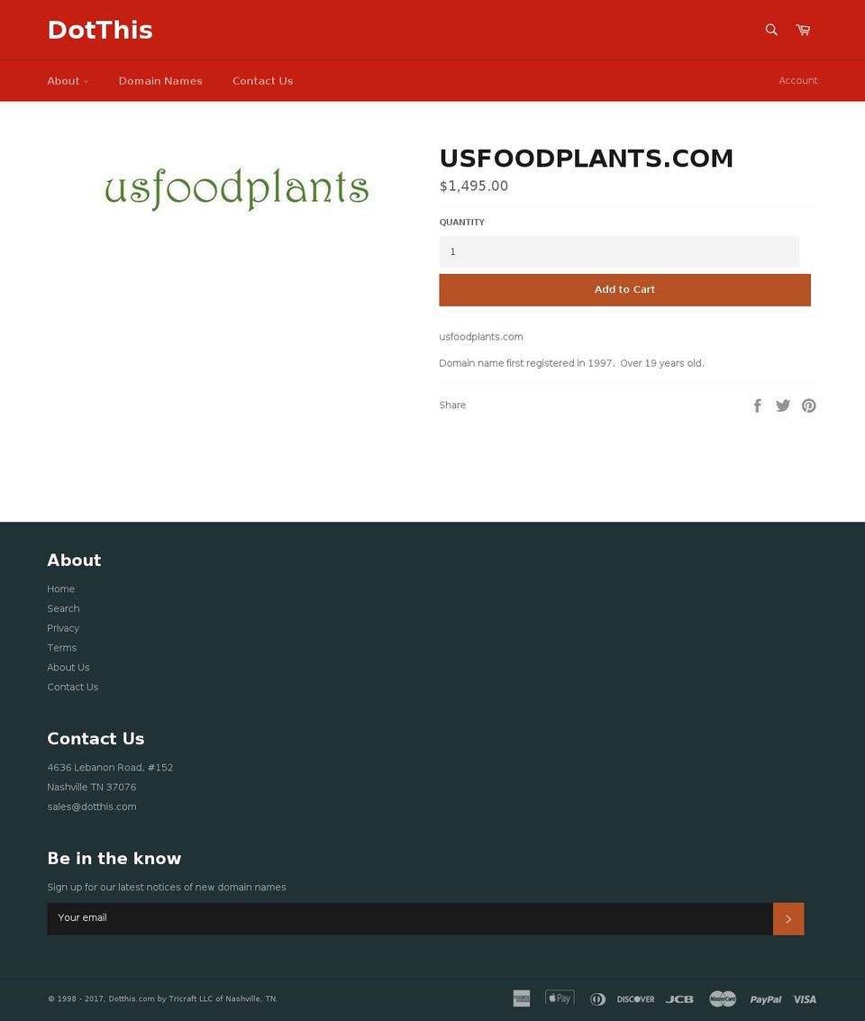 usfoodplants.com shopify website screenshot
