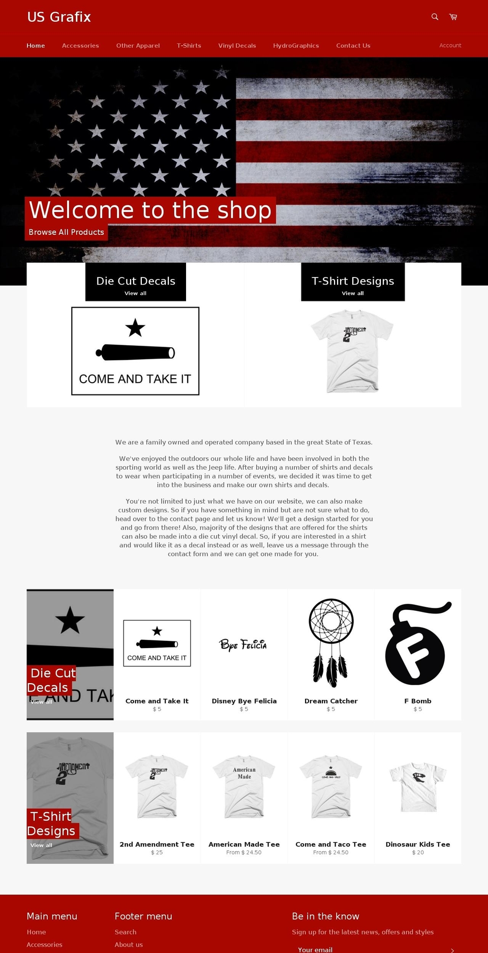 usgrafix.com shopify website screenshot
