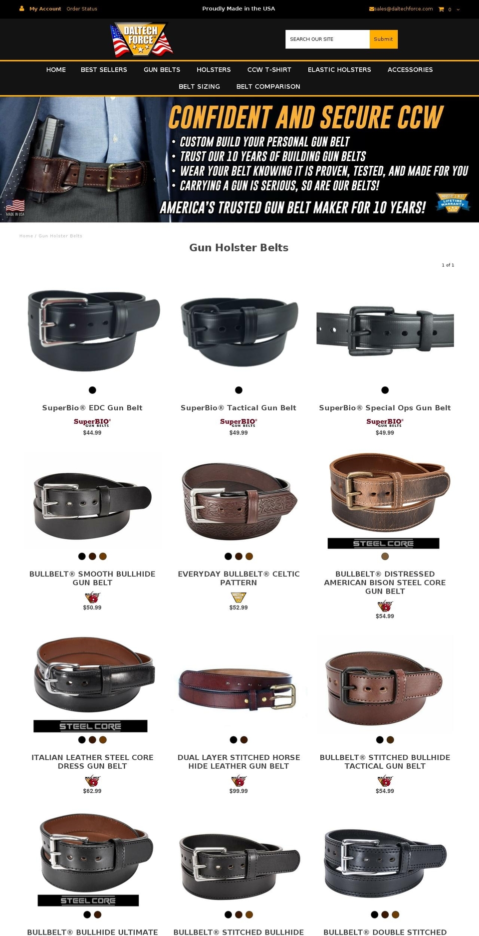 usgunbelt.com shopify website screenshot