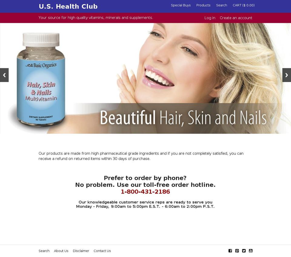 ushealthclub.net shopify website screenshot