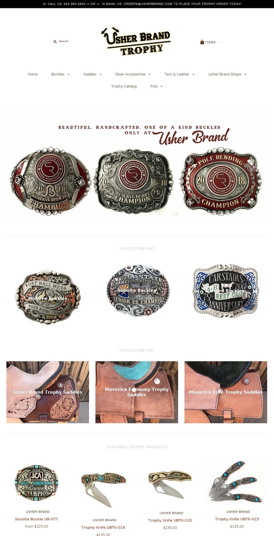 usherbrandtrophy.com shopify website screenshot