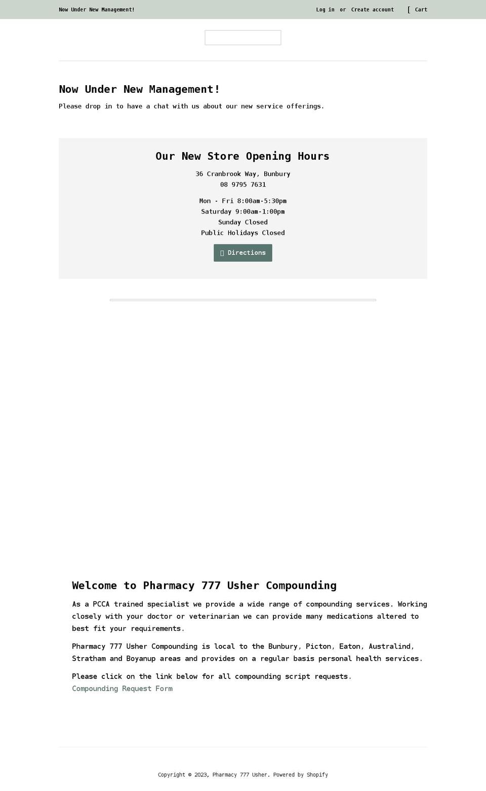 usherpharmacy.com.au shopify website screenshot