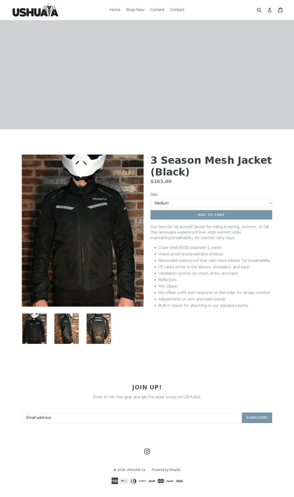 ushuaiaco.com — Shopify storefront screenshot