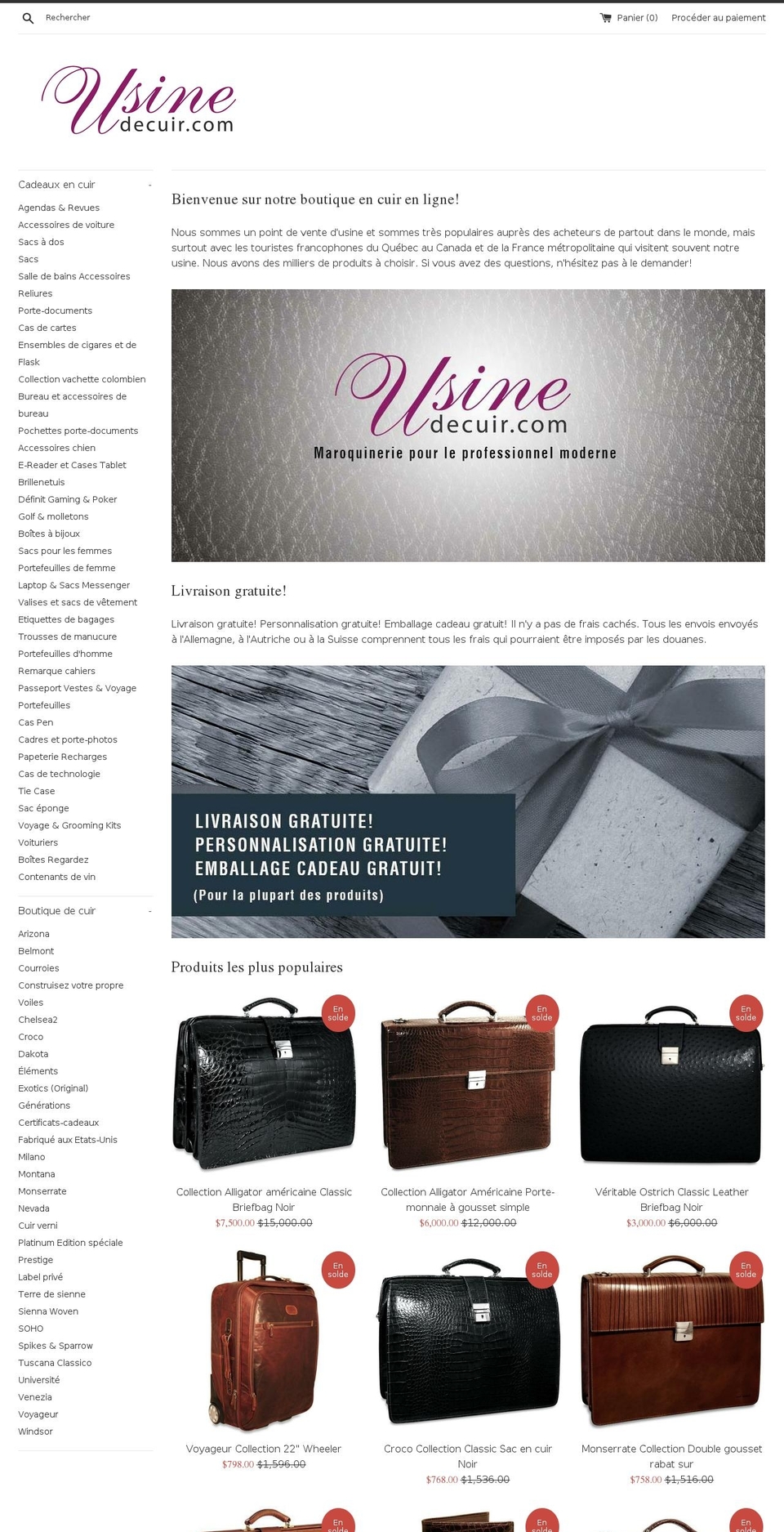 usinedecuir.com — Shopify storefront screenshot