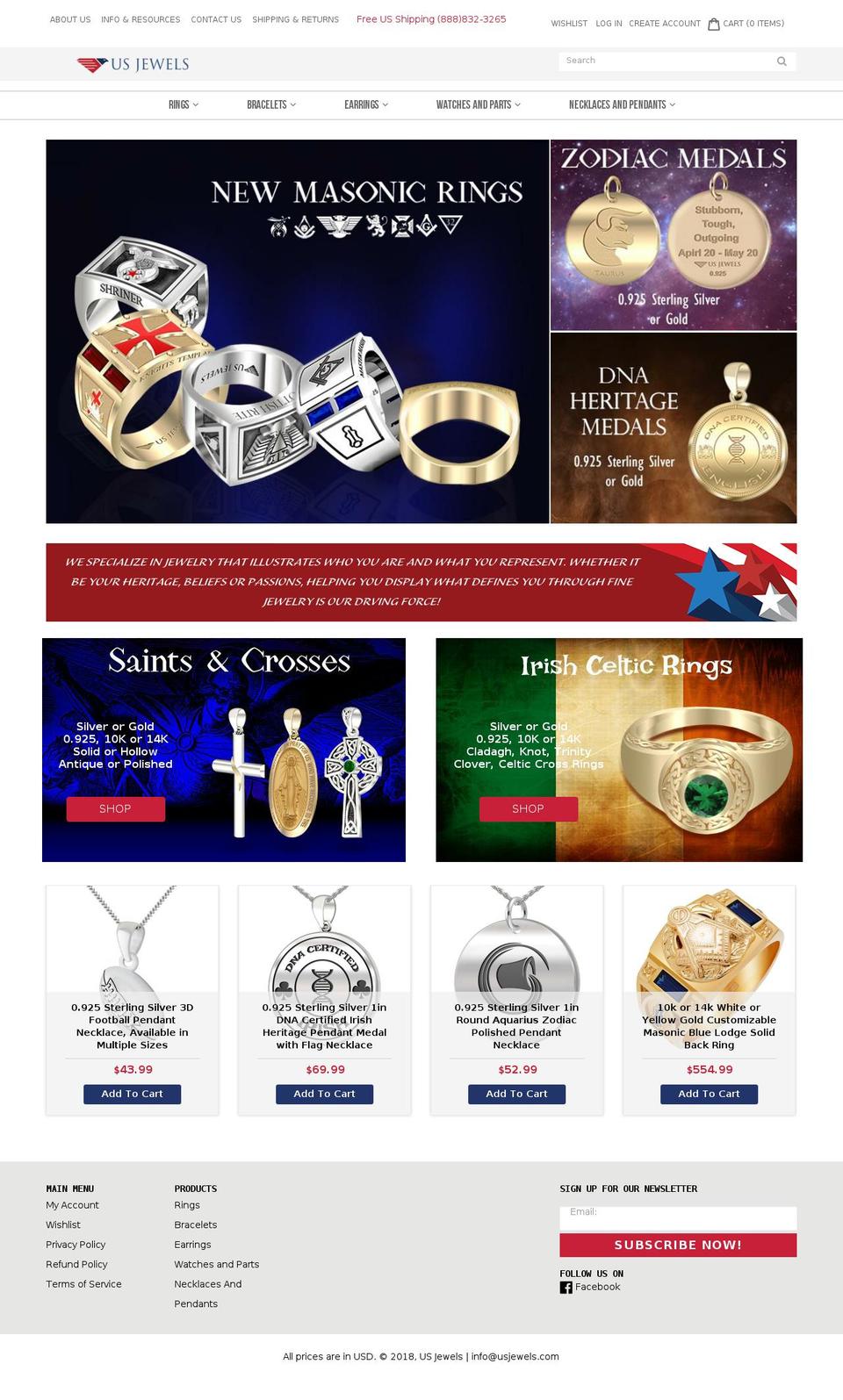 usjewels.com shopify website screenshot