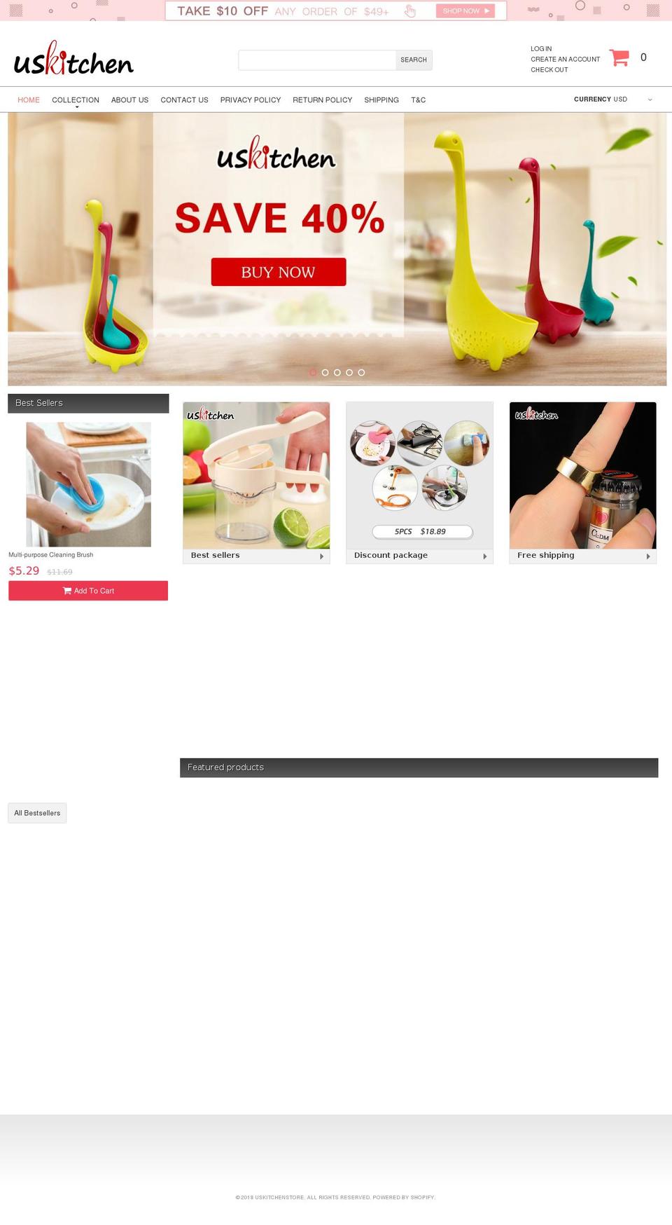 theme088 Shopify theme site example uskitchenstore.com