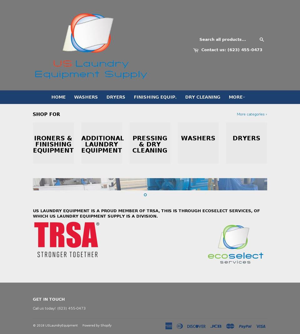 uslaundryequipment.com — Shopify storefront screenshot