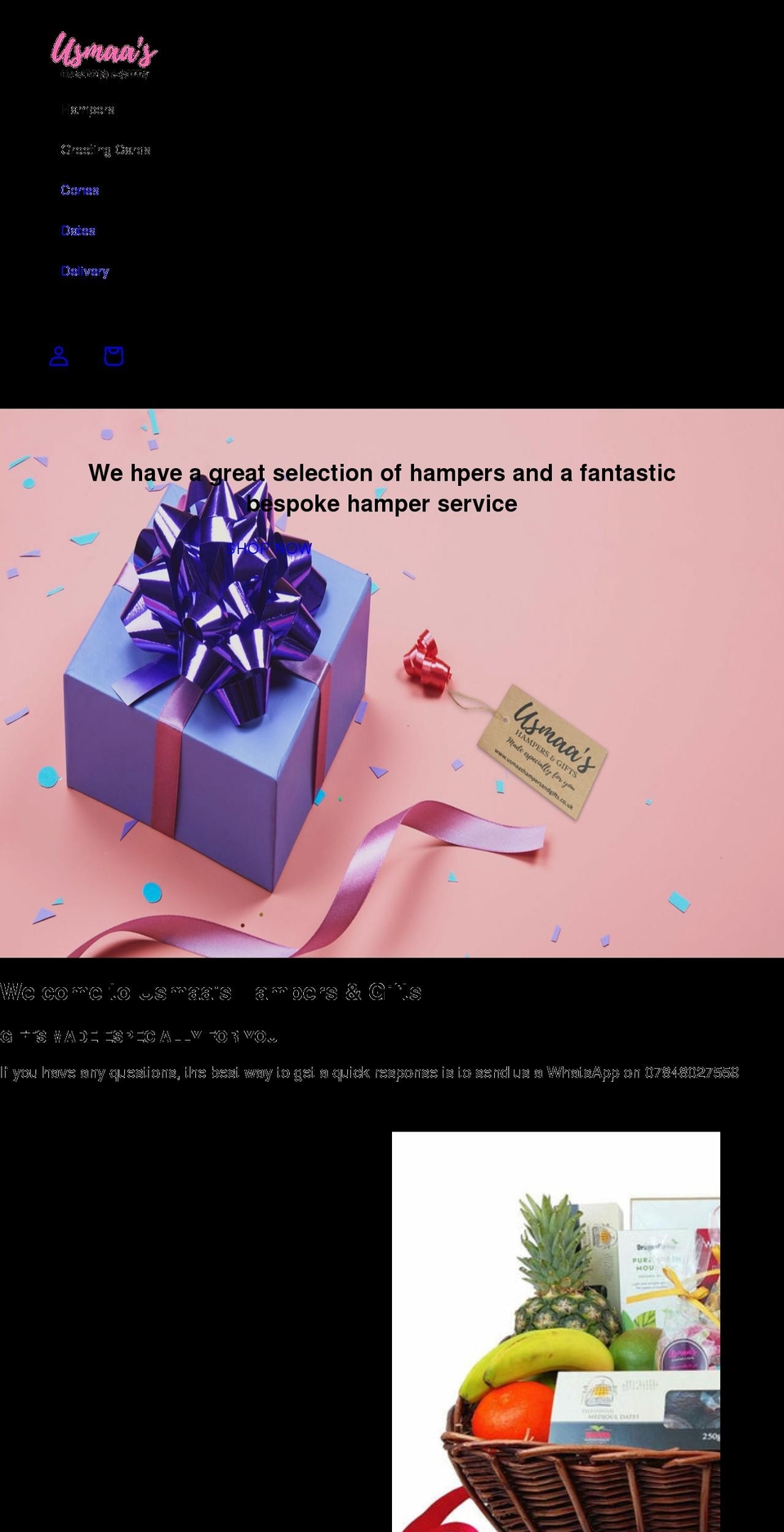 usmaashampersandgifts.co.uk shopify website screenshot