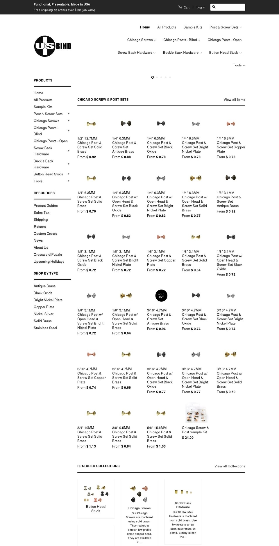 usmadechicagoscrews.com — Shopify storefront screenshot
