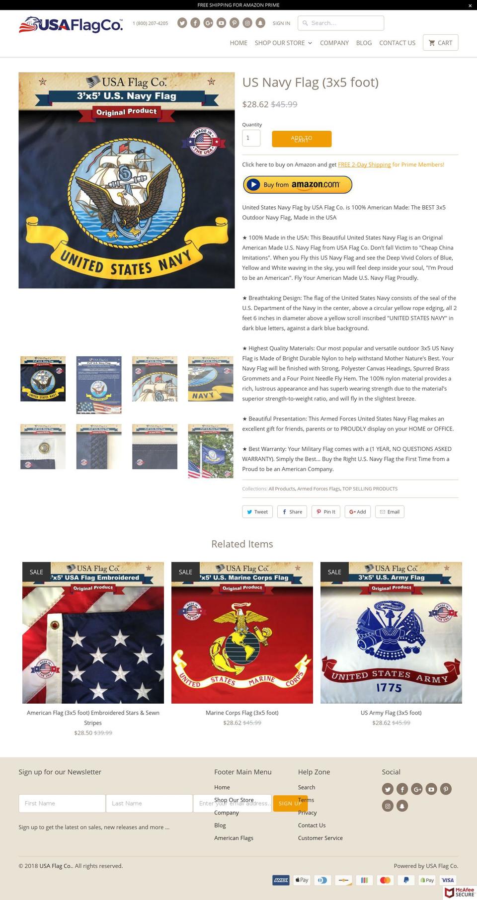 usnflag.com — Shopify storefront screenshot