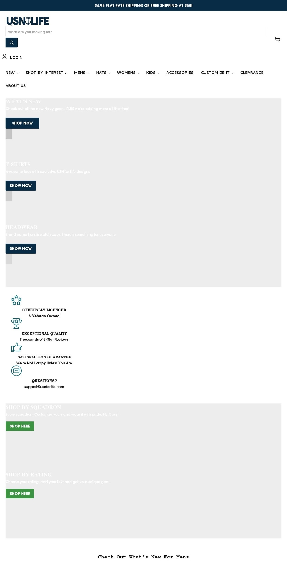 usnforlife.com shopify website screenshot