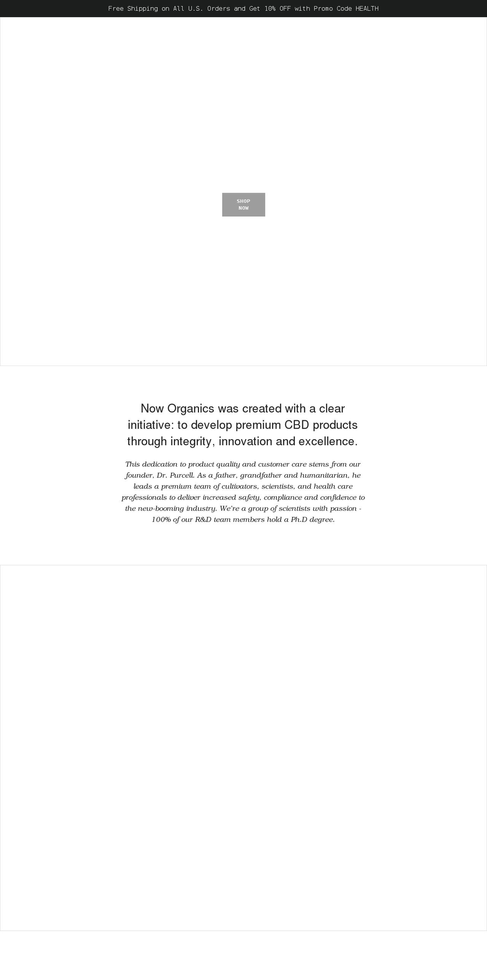 usnoworganics.com shopify website screenshot