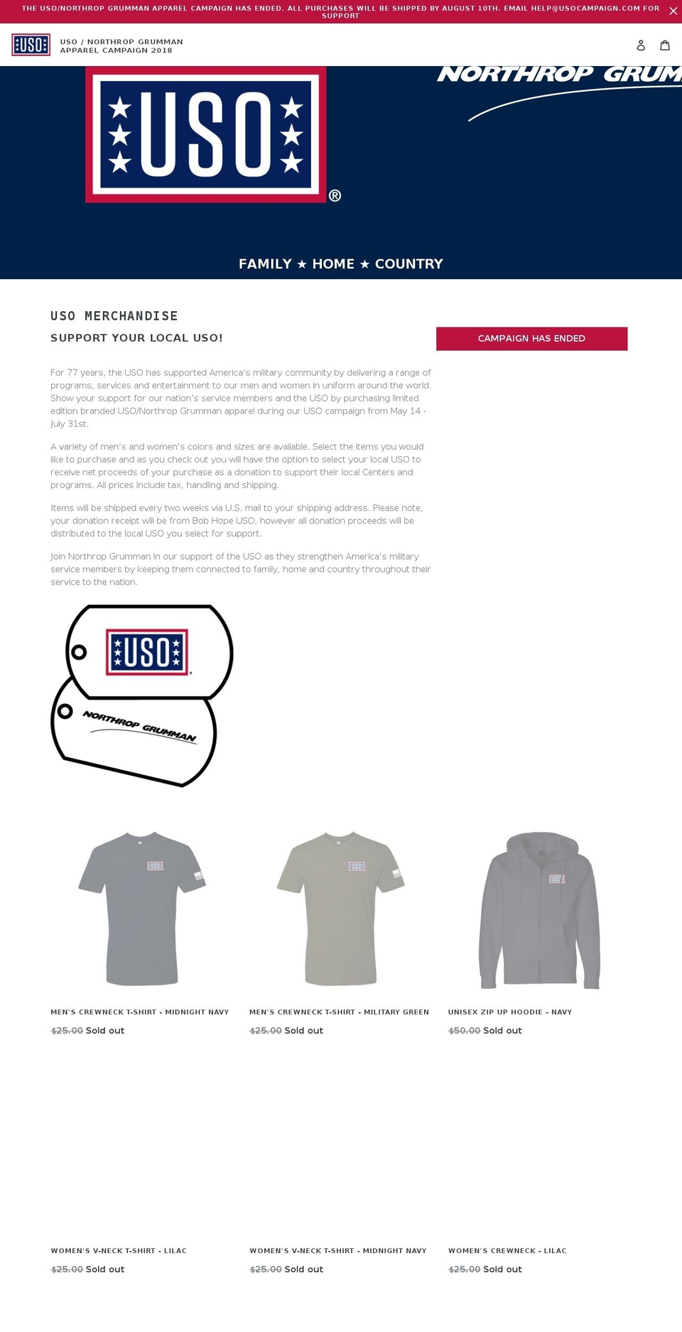 Campaign Ended Shopify theme site example usocampaign.org
