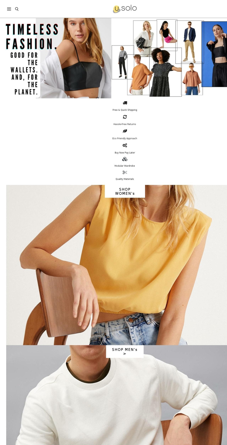 usolo.com shopify website screenshot