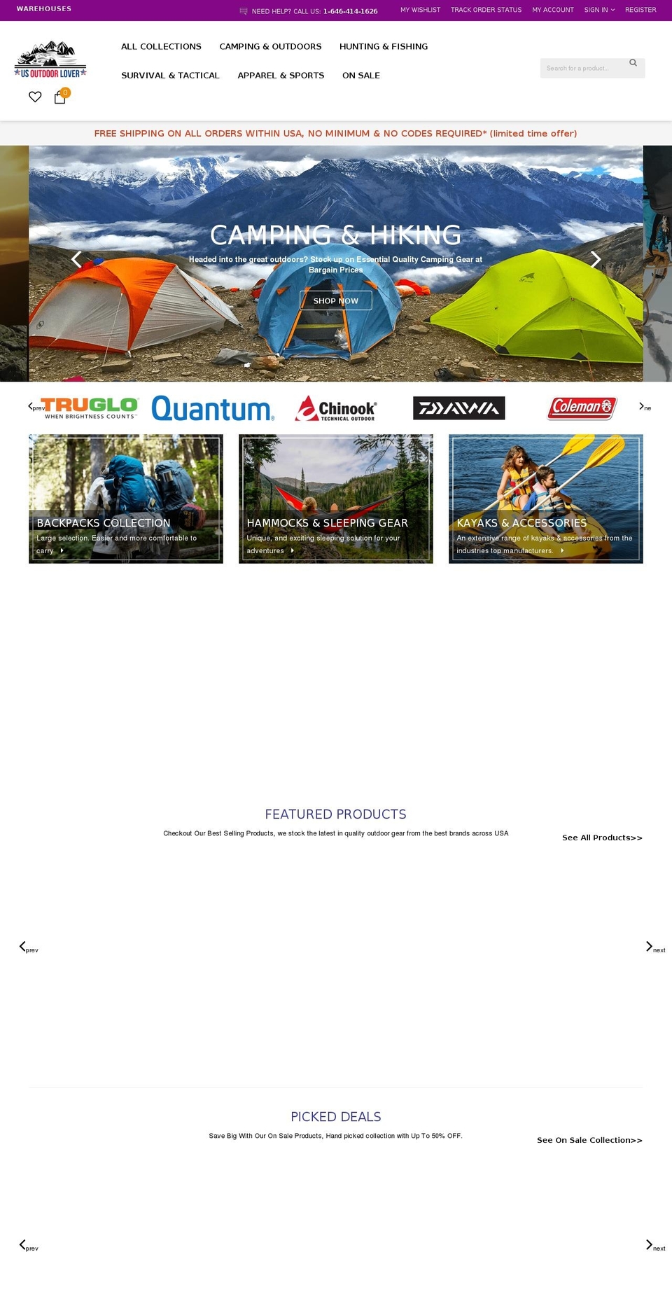 usoutdoorlover.com shopify website screenshot