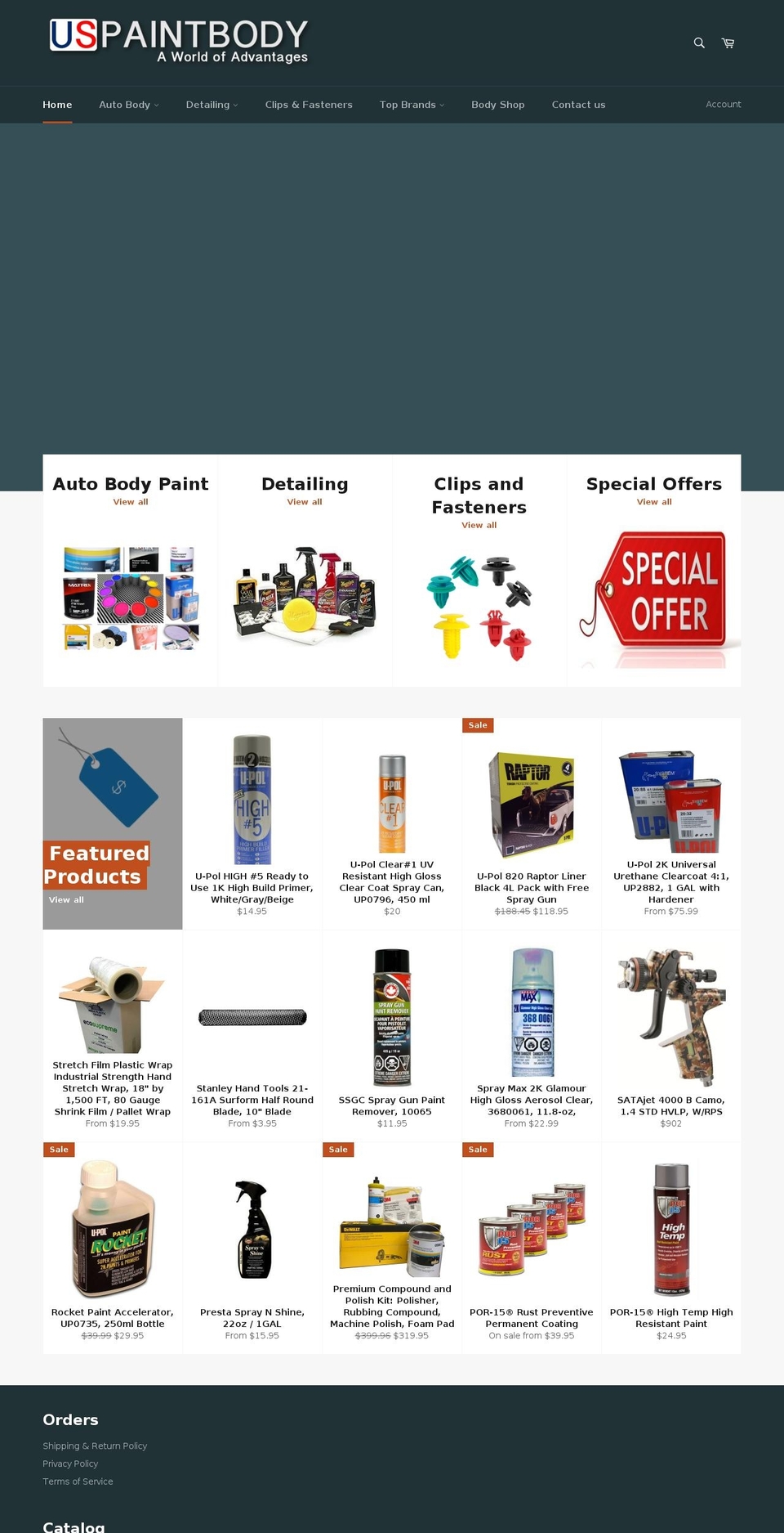 uspaintbody.com shopify website screenshot