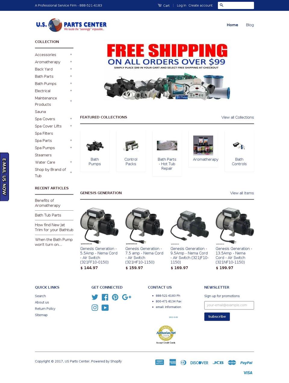 uspartscenter.com shopify website screenshot