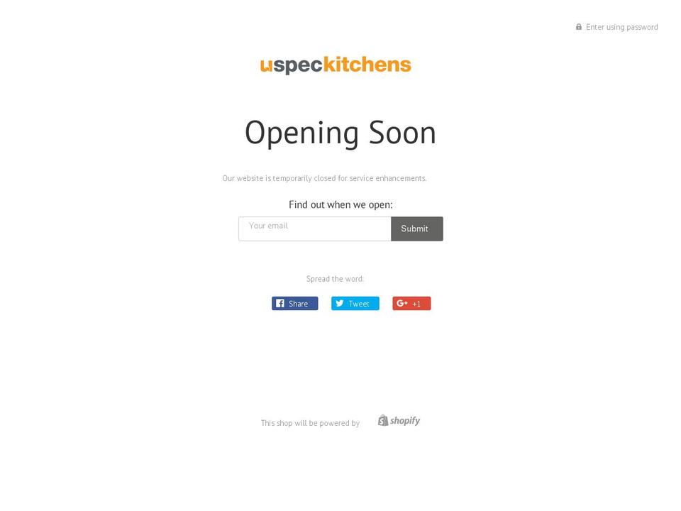 uspeckitchens.co.uk shopify website screenshot