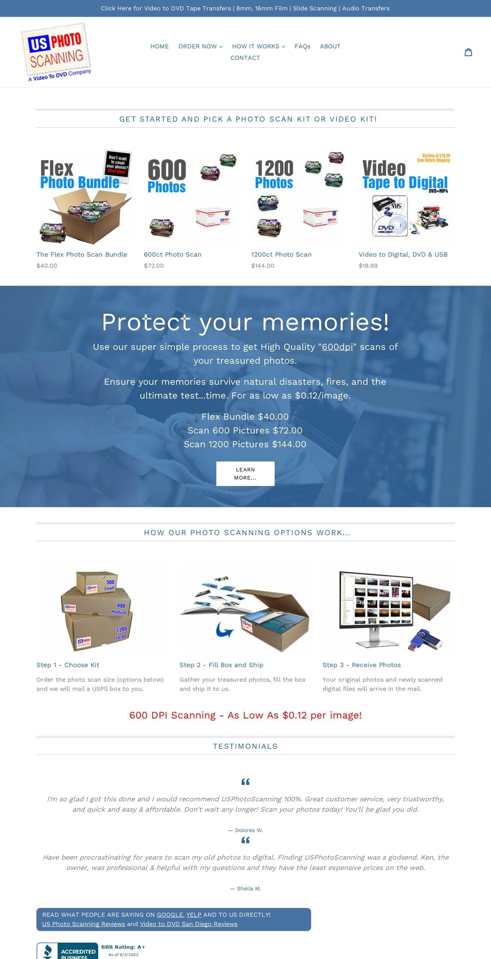 usphotoscanning.com — Shopify storefront screenshot