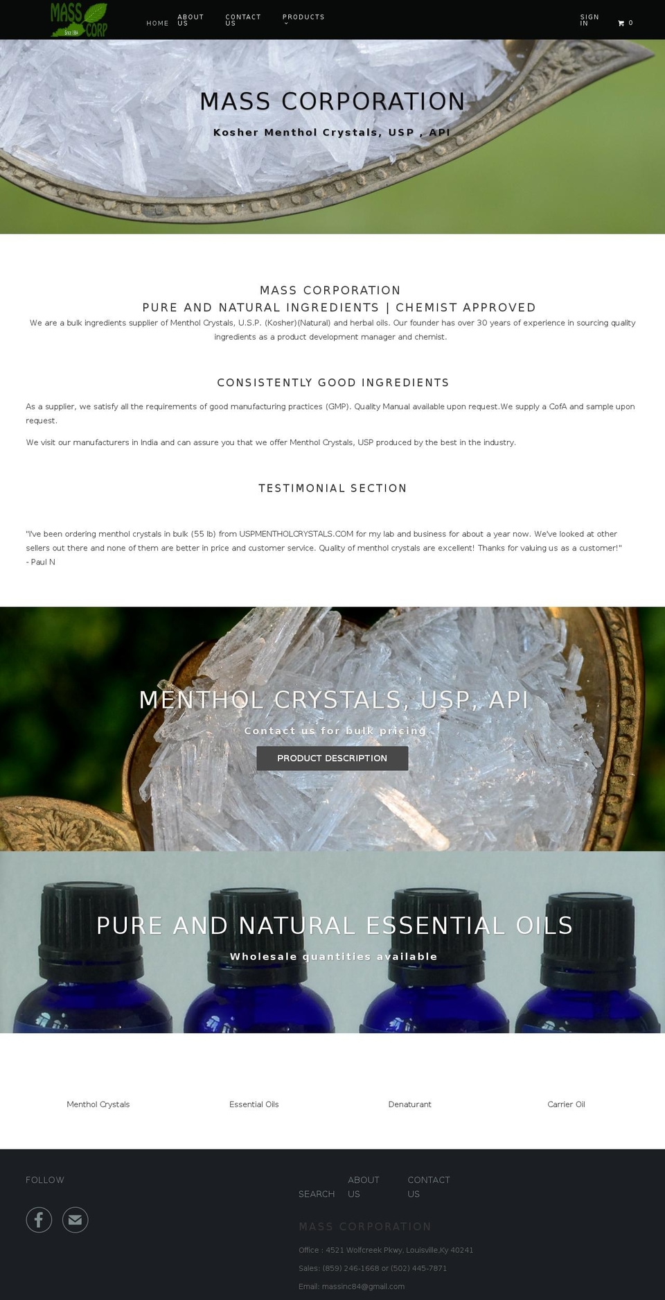 Foodie Shopify theme site example uspmentholcrystals.com