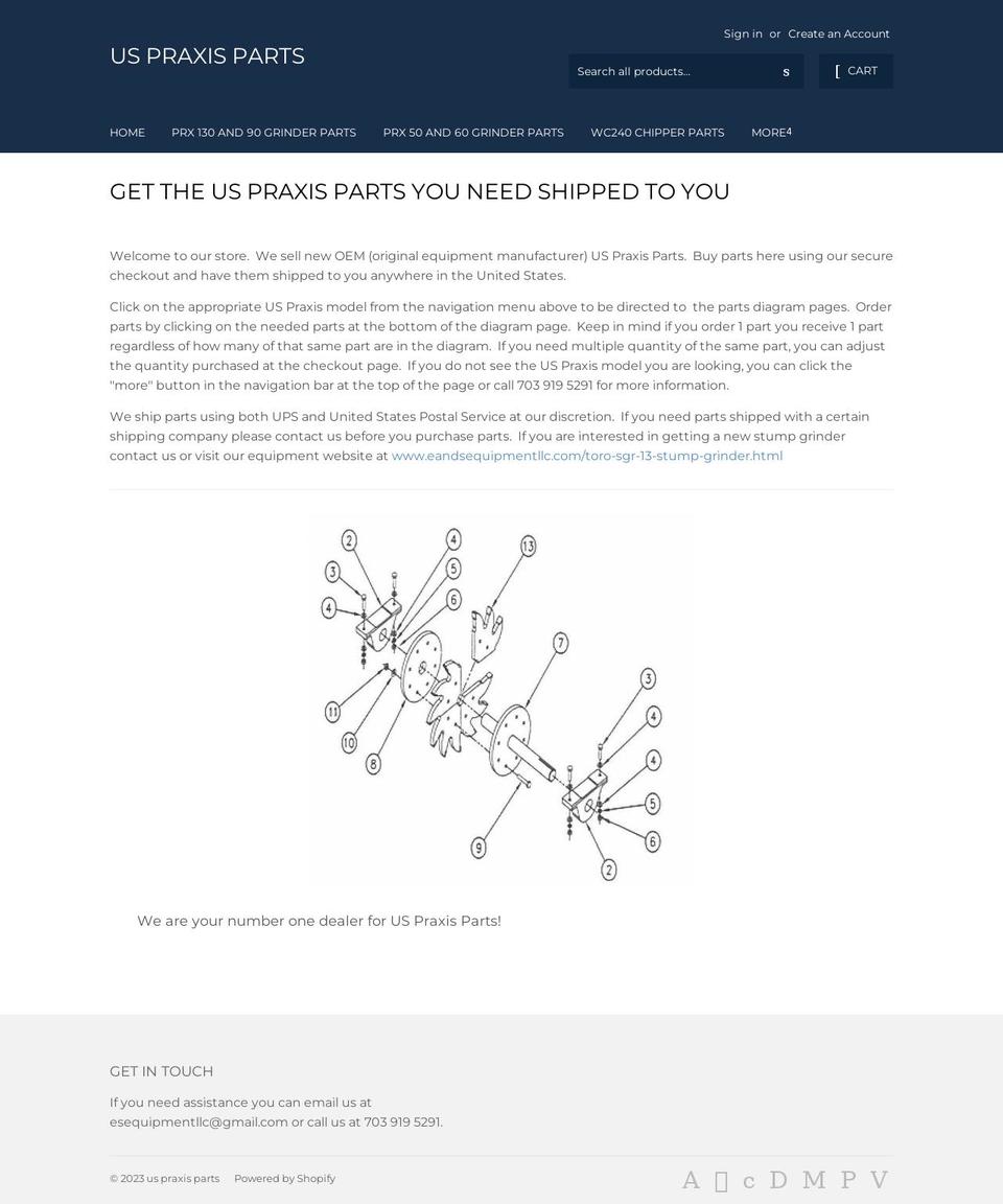 uspraxisparts.com — Shopify storefront screenshot
