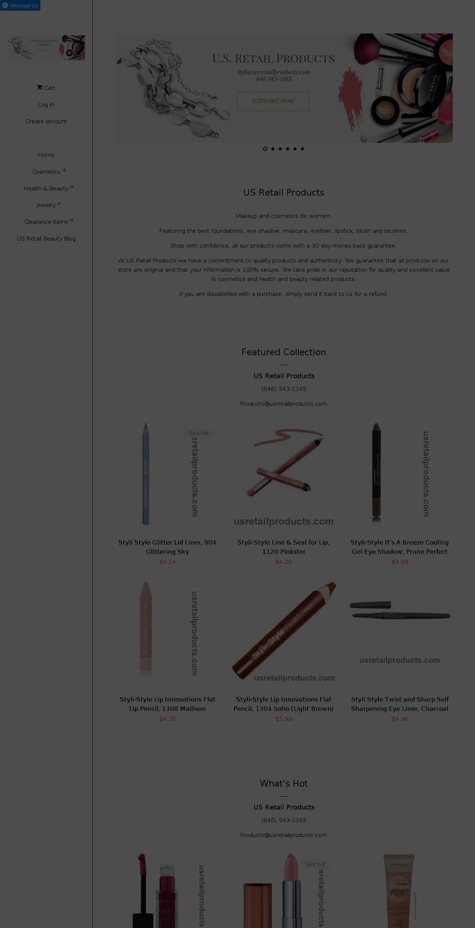 usrproducts.com shopify website screenshot