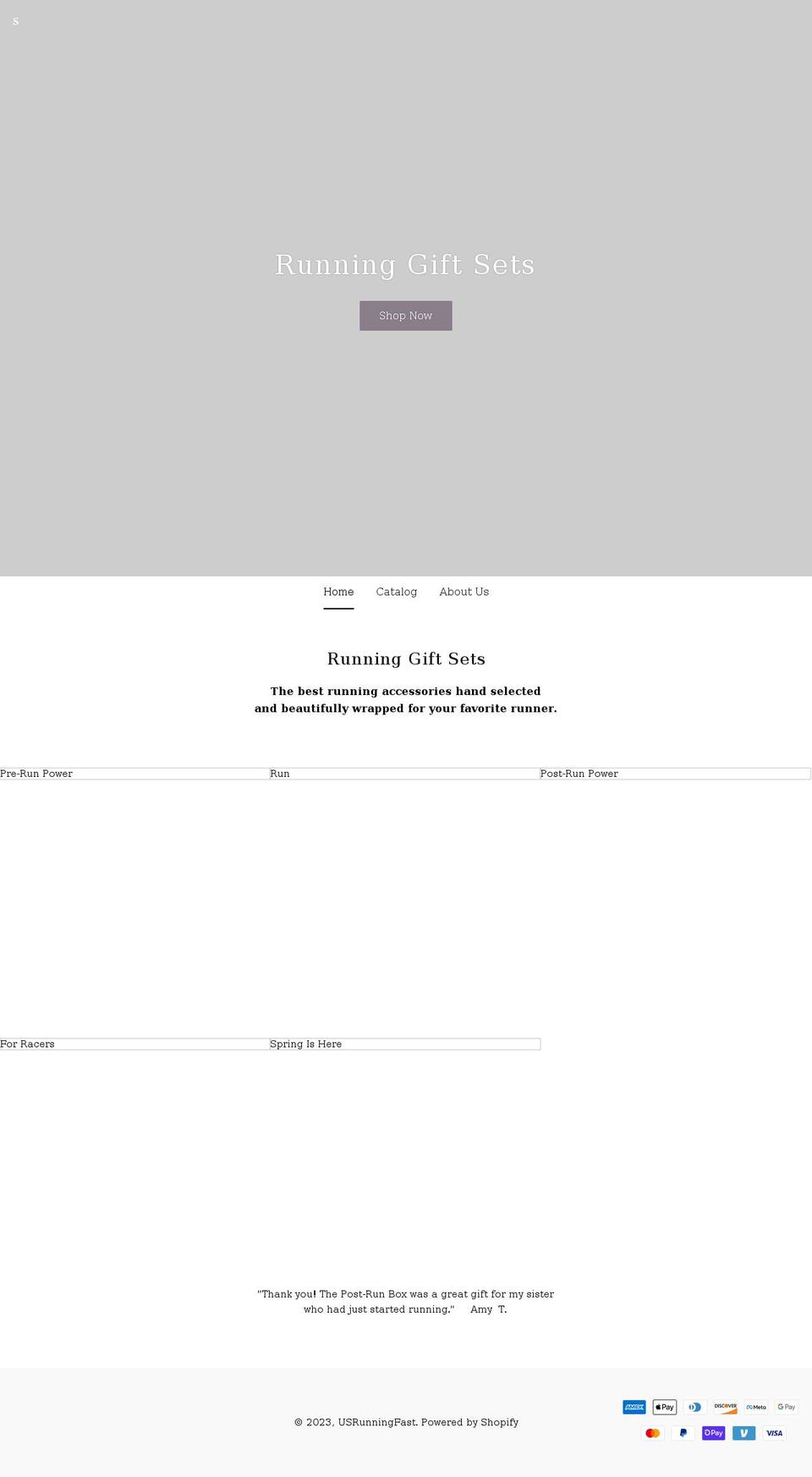 usrunningfast.com shopify website screenshot
