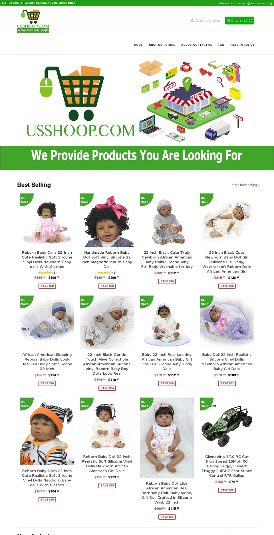 usshoop.com — Shopify storefront screenshot