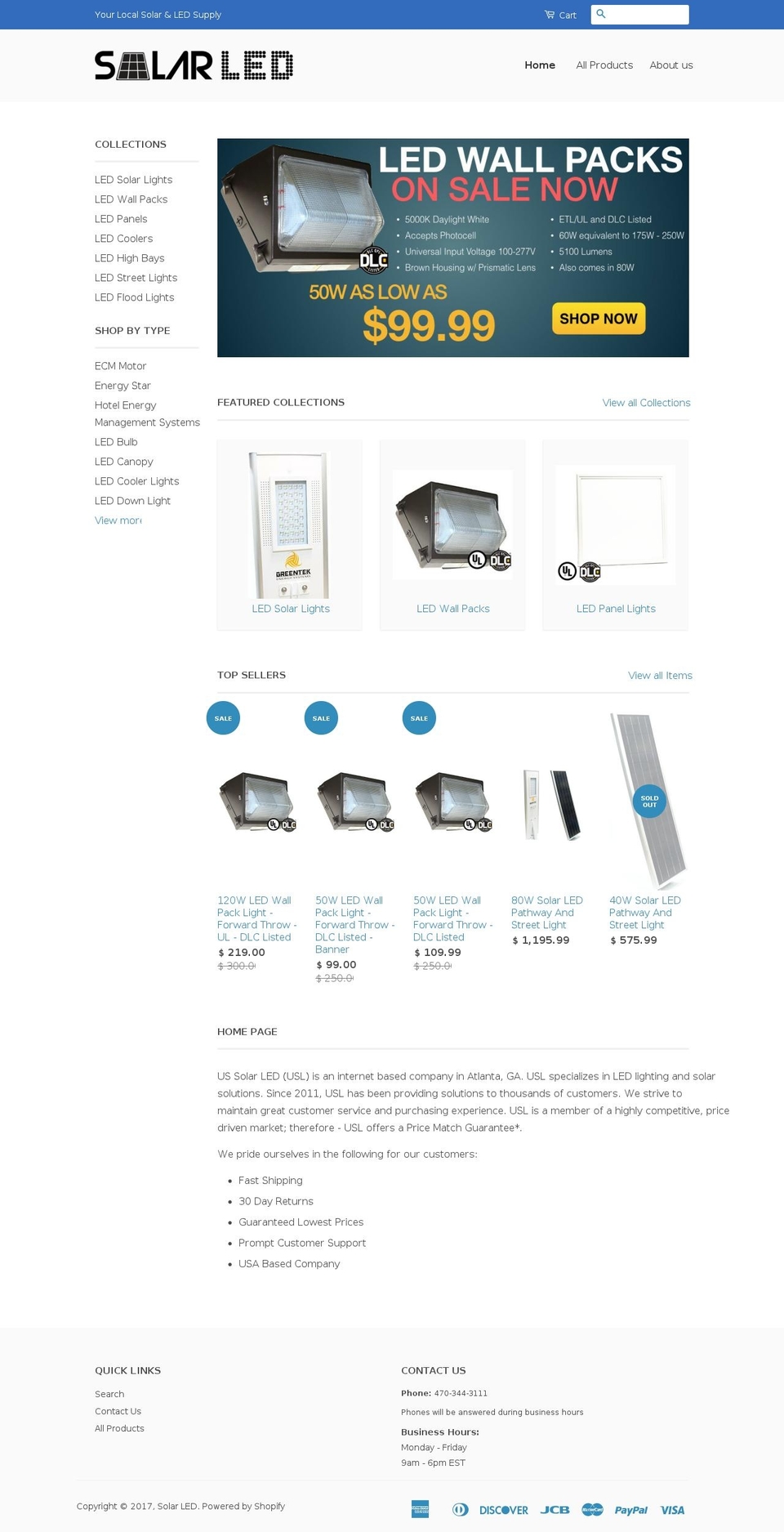 ussolarled.com shopify website screenshot