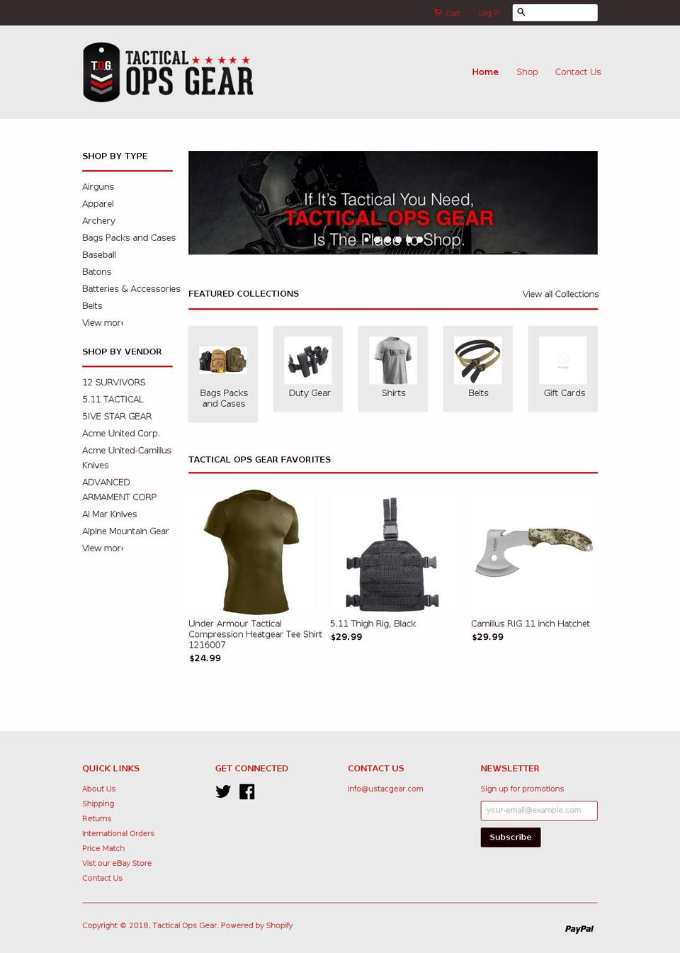 ustacgear.com — Shopify storefront screenshot