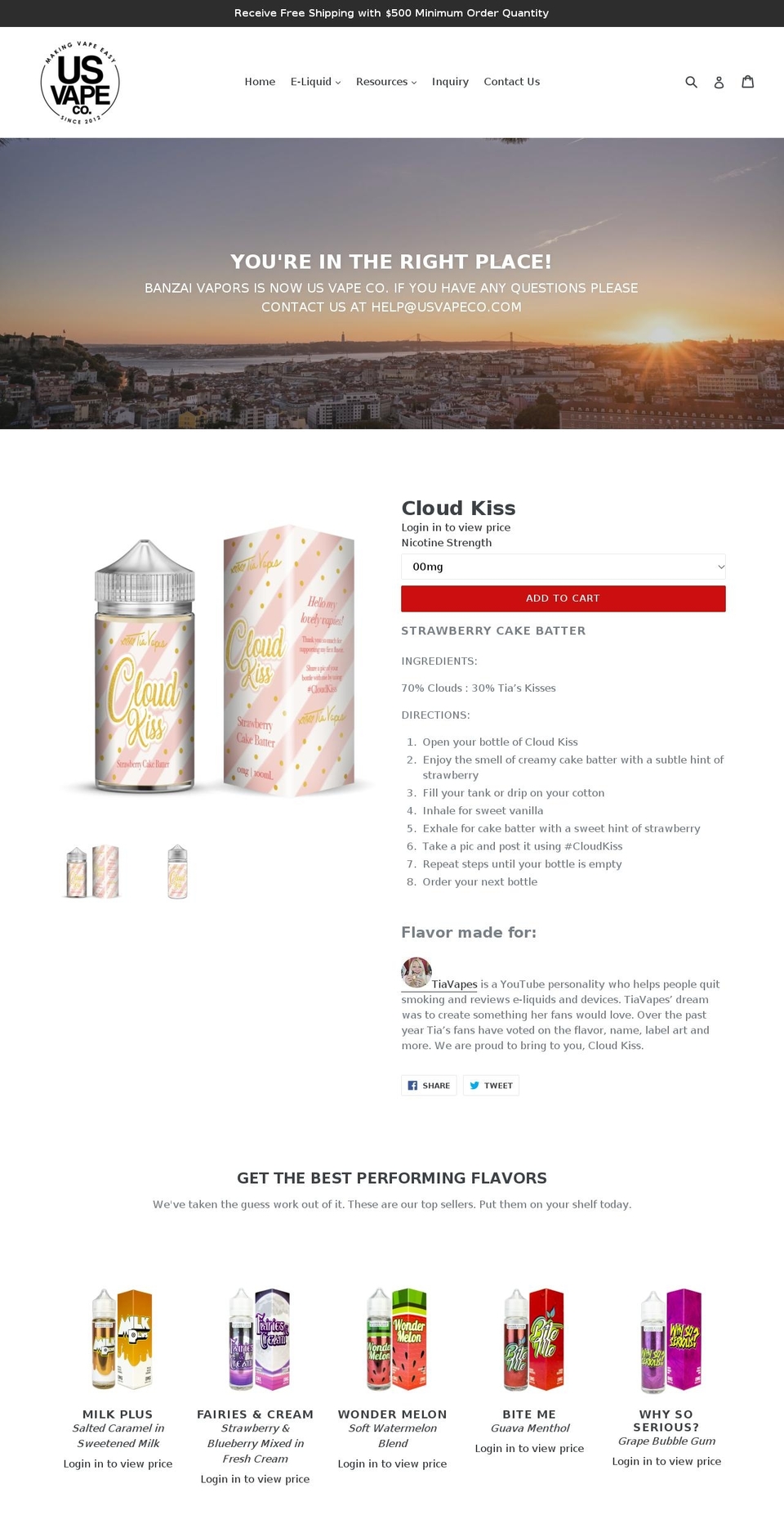 usvapeco.com — Shopify storefront screenshot