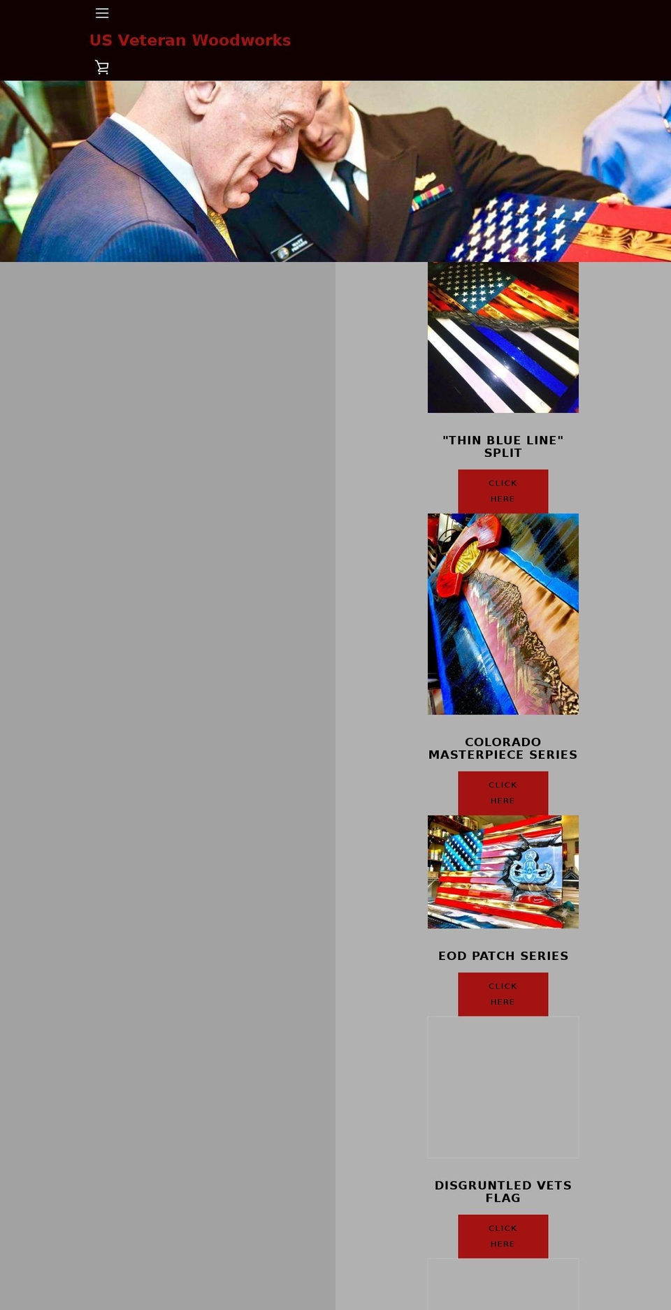 usveteranwoodworks.com shopify website screenshot