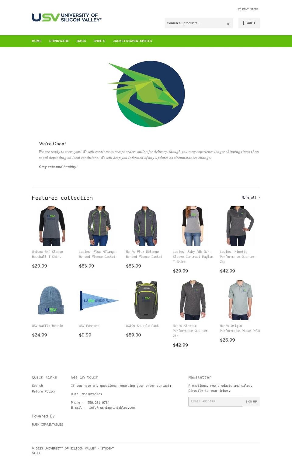 usvstore.com shopify website screenshot